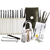 Juego de ganzúas con 20 piezas - Incluye candado transparente y tarjeta de crédito con herramientas de Lock Cowboy…